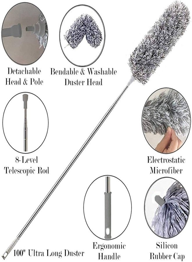MEXONIC Microfiber Feather Duster Bendable & Extendable Fan Cleaning Duster with 100 inches Expandable Pole Handle Washable Duster for High Ceiling Fans,Window Blinds, Furniture - Image 5